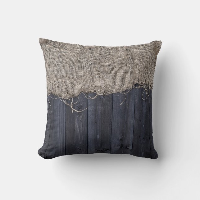 Coussin Brûlage rustique et Motif de bois de grange Jeu d' (Recto)