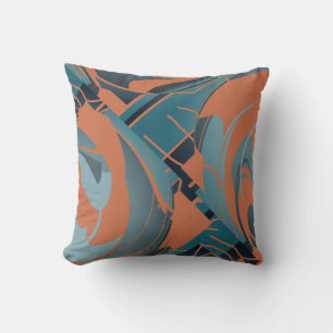 Coussin Brûlé Orange Ardoise Seafoam Swiring Lush Leaf Mot