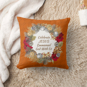 Coussin Brûlé Orange CÉLÉBRER JÉSUS FÊTE de Noël Wreath