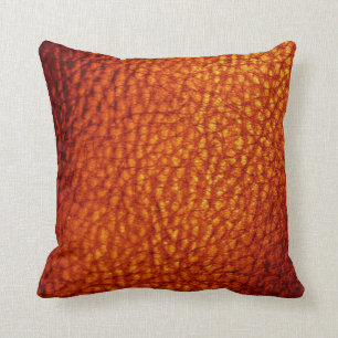 Coussin Brûlé Orange Faux Cuir
