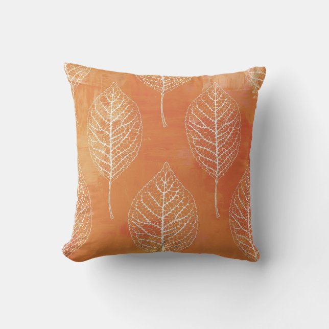 Coussin Brûlé Orange Golden Fall feuille botanique (Recto)