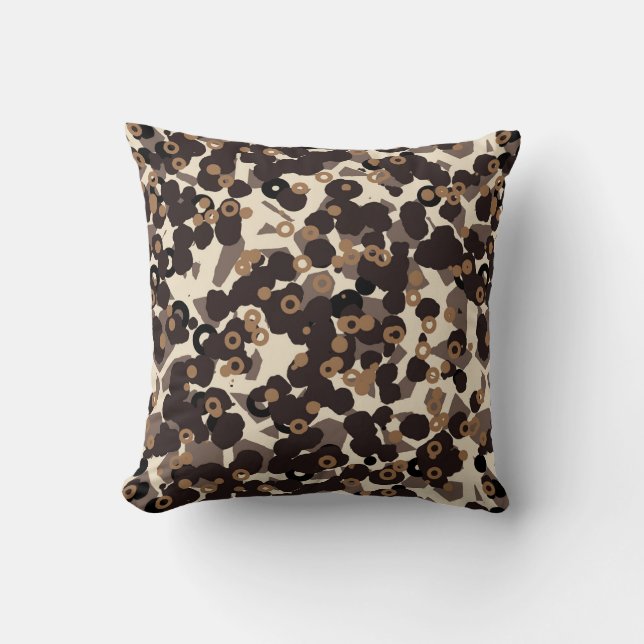 Coussin brun beige marron abstrait (Recto)