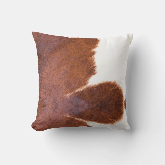 Coussin Brun, blanc, copie de vache (Recto)
