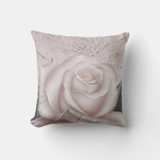Coussin Brun blanc Rose Glam Marbre moderne Shabby Chic (Recto)