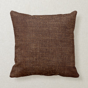Coussin Brun chocolat simple de toile de jute