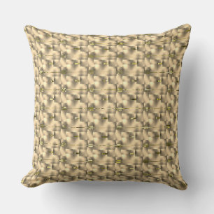 Coussin Brun clair, bois ou beige, points et lignes dorés 