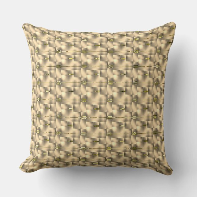 Coussin Brun clair, bois ou beige, points et lignes dorés  (Recto)