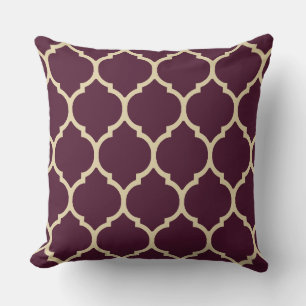 Coussin Brun et élégant treillis marocain à quatre feuille