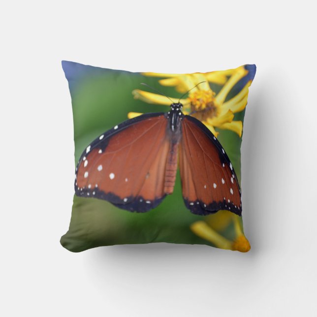 coussin brun photographique vibrant de papillon (Recto)
