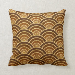 Coussin Brun rustique de motif d'échelles de poissons