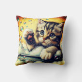 Coussin "Bubble Bath Kitten - Whimsical Bath Time Art" (Verso)