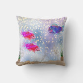 Coussin Bubbles de poissons comiques et graminées marines (Recto)