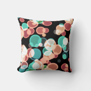 Coussin Bubbles multicolores sur un fond noir