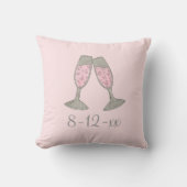 Coussin Bubbly Pink Champagne Flute Bride Mariage Date (Recto)