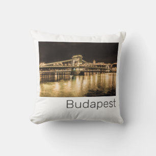Coussin Budapest avec le Pont à Chaînes Panorama Vintage