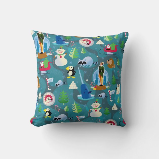 Coussin Buddy l'elfe et personnages Motif Turquoise (Recto)