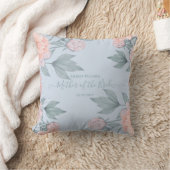 Coussin Budget Pêcher Floral Dusty Blue Sage Mariage feuil (Couverture)
