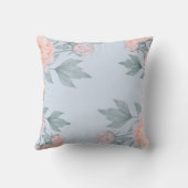 Coussin Budget Pêcher Floral Dusty Blue Sage Mariage feuil (Verso)