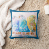 Coussin Budgie Parakeet Budgerigar Budgies Teal Blue (Couverture)