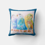 Coussin Budgie Parakeet Budgerigar Budgies Teal Blue (Verso)