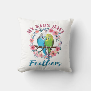 Coussin Budgie Parakeet Maman Mes enfants ont des plumes