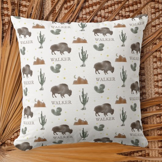 Coussin Buffalo Bison Cactus Lune du désert
