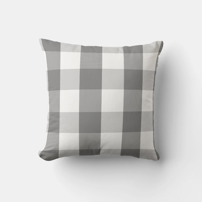 Coussin Buffalo Check - blanc gris rustique Jeu d'oreiller (Recto)