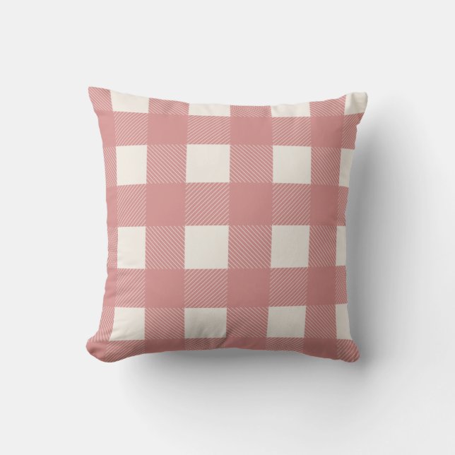 Coussin Buffalo Check Pink Plaid Noël (Recto)