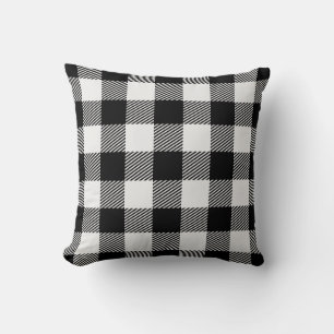 Coussin Buffalo Check Plaid En vichy noir et blanc
