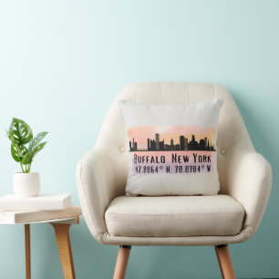 Coussin Buffalo NY City Skyline Latitude et Longitude