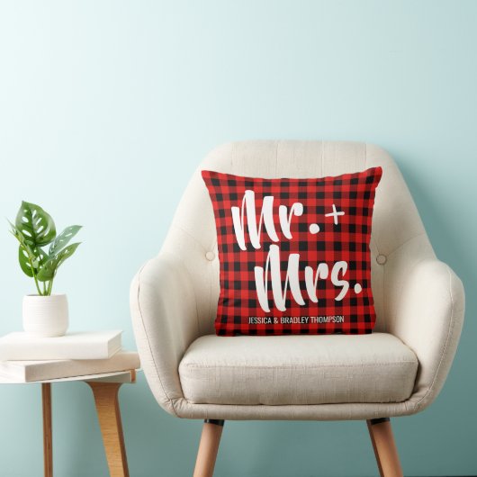 Coussin Buffalo Plaid Tartan M. et Mme la Mariage (Chaise)