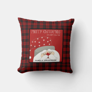 Coussin Buffle de Noël personnalisé Plaid Cute Père Noël