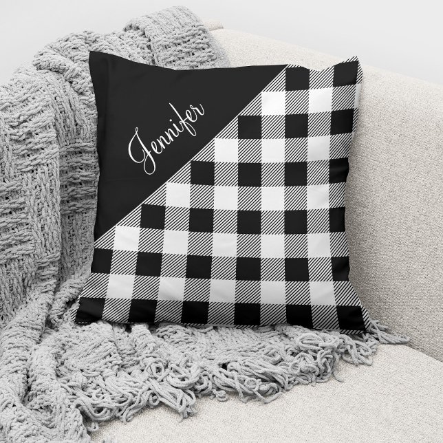 Coussin Buffle noir et blanc personnalisé (Créateur téléchargé)