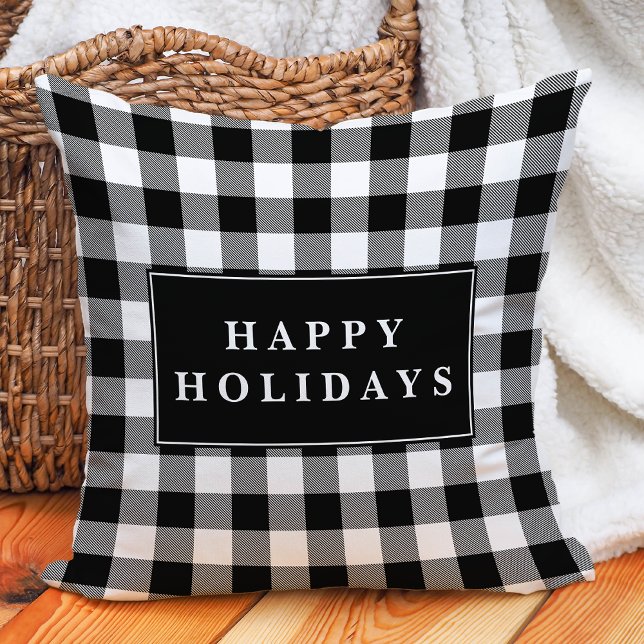 Coussin Buffle noir Plaid Joyeuses vacances Noël (Créateur téléchargé)