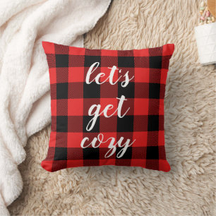 Coussin Buffle noir rouge plaqué Lumberjack Personnalisé