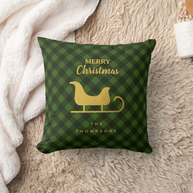 Coussin Buffle noir vert de Noël Plaid Père Noël Sleigh (Couverture)