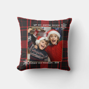 Coussin Buffle rouge et noir Vérifier la neige de Noël