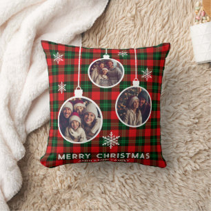 Coussin Buffle rouge vert Plaid Chèque photo Noël