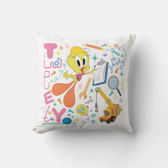 Coussin BUGS BUNNY BUILDERS™| Outils de travail de TWEETY™ (Recto)
