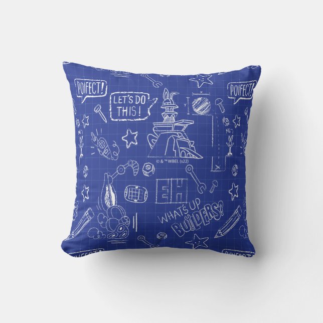 Coussin BUGS BUNNY BUILDERS™| Sketch Blueprint Pattern (Recto)