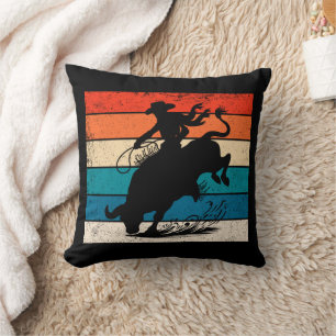 Coussin Bull Riding Rodeo Bull Riders Western Ranch Retro