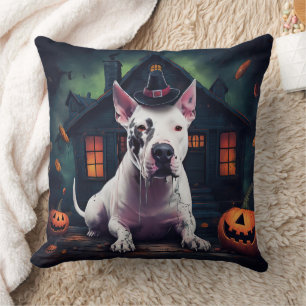 Coussin Bull Terrier Citrouilles Halloween Épouvantable