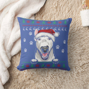 Coussin Bull Terrier Noël Douille moche Drôle Chien Amour
