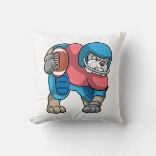 Coussin Bulldog au sport avec football et casque