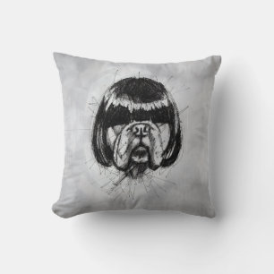 Coussin Bulldog avec une perruque (Style 4) Beaux-Arts