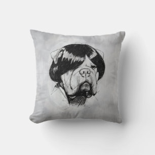 Coussin Bulldog avec une perruque (Style 5) Beaux-Arts