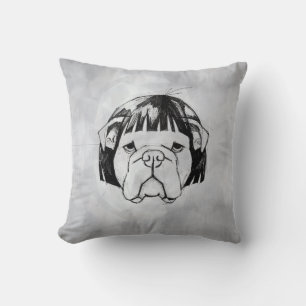 Coussin Bulldog avec une perruque (style 8) Beaux-arts