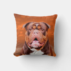 Coussin Bulldog Watercolor Art Portrait