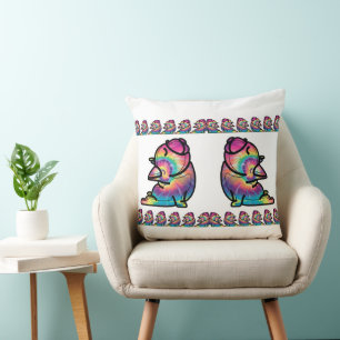 Coussin Bulldog Yoga Groovy : Couleurs Tie-Dye Amusantes