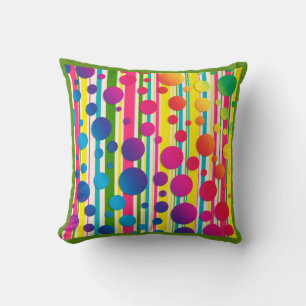 Coussin [Bulles Beatnik] Rétro pois verts rayés